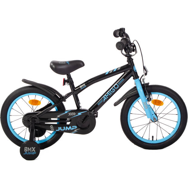 AMIGO Jongensfiets BMX Jump 16 Inch 25,5 cm Jongens Terugtraprem Zwart/Blauw