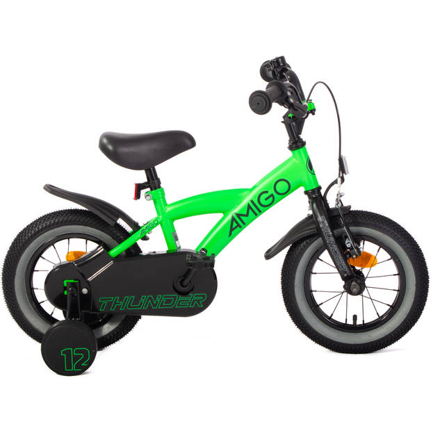 AMIGO Jongensfiets Thunder 12 Inch 21 cm Jongens Terugtraprem Neon Groen/Zwart