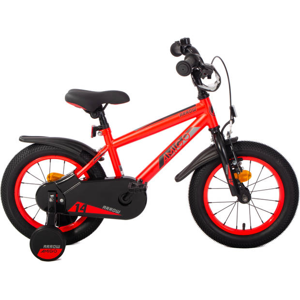 AMIGO Jongensfiets Arrow 14 Inch 24 cm Jongens Terugtraprem Rood/Zwart