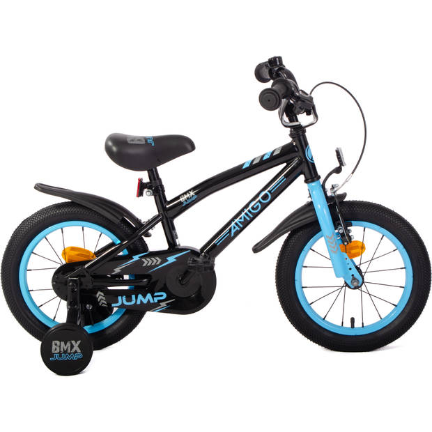 AMIGO Jongensfiets BMX Jump 14 Inch 22,5 cm Jongens Terugtraprem Zwart/Blauw