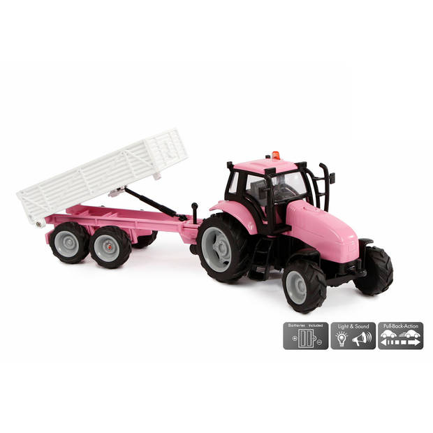 Tractor met aanhanger die cast rose L/G