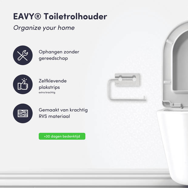 EAVY WC rolhouder Zonder Boren - Zelfklevend - Toiletrolhouder - RVS