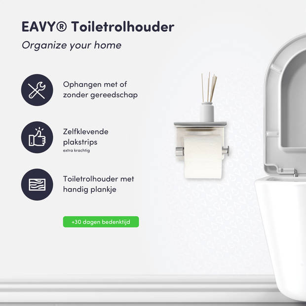 EAVY WC Rolhouder met Plankje - Zelfklevend / Zonder Boren / Boren - Toiletrolhouder - Zilver