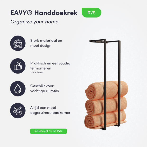 EAVY Handdoekrek Badkamer 90x25x20 - Handdoekhouders - Handdoekrekken