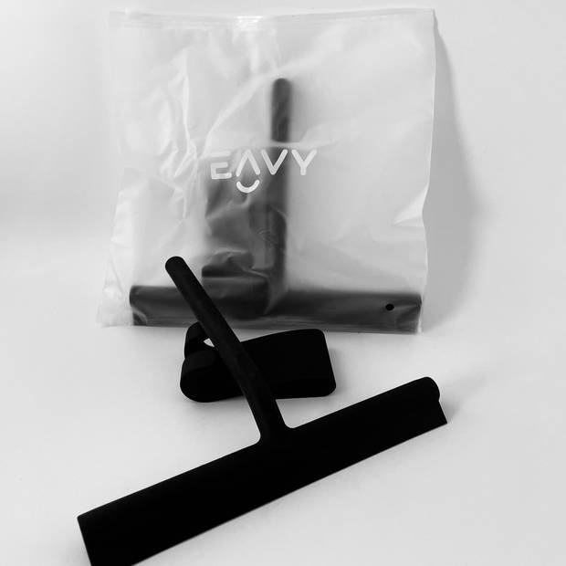 EAVY Douchewisser Zwart met Ophangsysteem - Raamwisser - Silicone - 21cm x 16cm