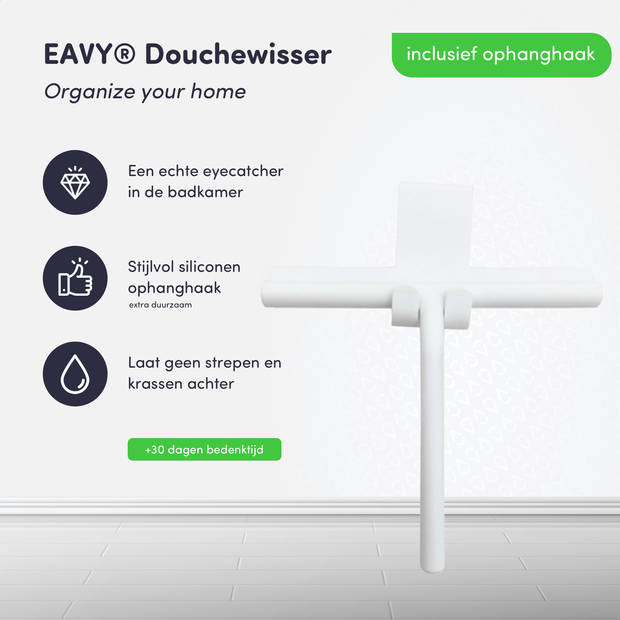 EAVY Douchewisser Wit met Ophangsysteem - Raamwisser - Silicone - 21cm x 16cm