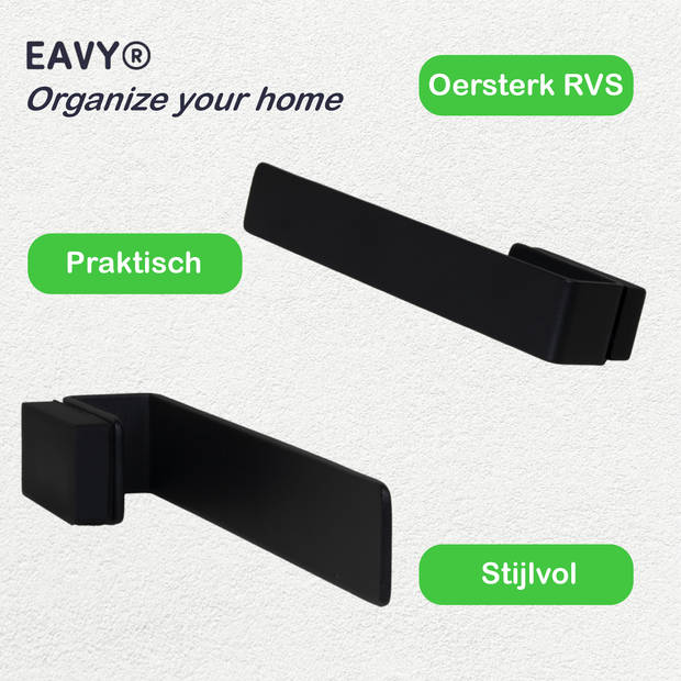 EAVY - Vaatdoekhouder Magnetisch - RVS - Zwart