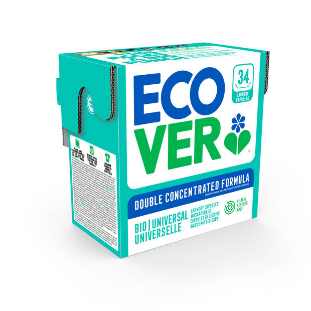 Ecover Wasmiddel Kleur Voordeelverpakking - Wascapsules 34 Wasbeurten Geconcentreerde Formule