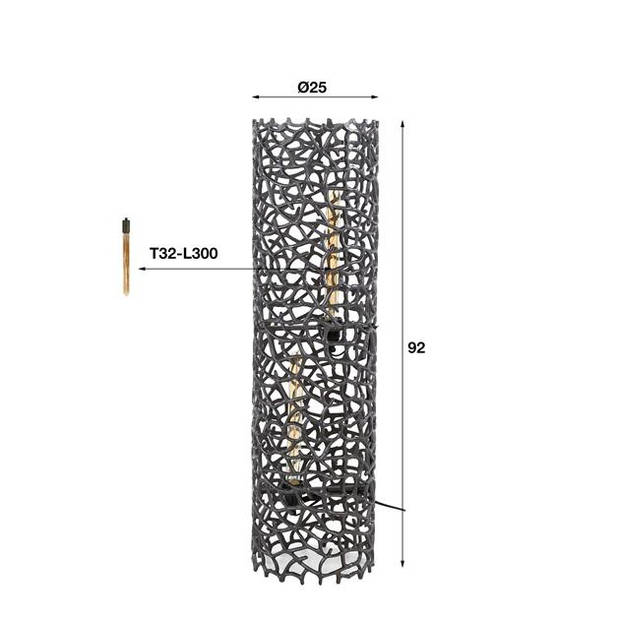 Hoyz Collection - Vloerlamp Weaver Cylinder Ø25 92cm L - Zwart Nikkel