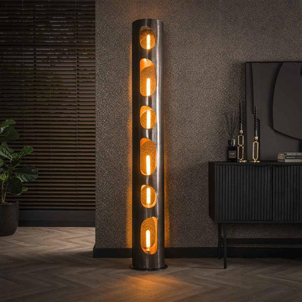 Hoyz Collection - Vloerlamp Organic Ø30 Cylinder XXL - Zwart Nikkel