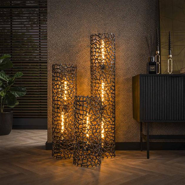 Hoyz Collection - Vloerlamp Weaver Cylinder Ø25 122cm XL - Zwart Nikkel