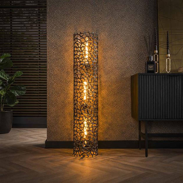 Hoyz Collection - Vloerlamp Weaver Cylinder Ø25 122cm XL - Zwart Nikkel