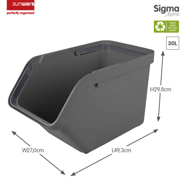 Sigma home sorteer unit 30L - Met deksel - Antraciet - Set van 2