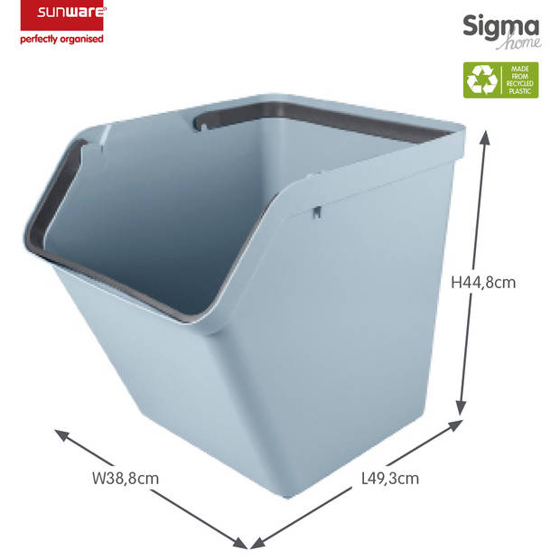 Sigma home sorteer unit 60L - Met deksel - Blauw - Set van 2