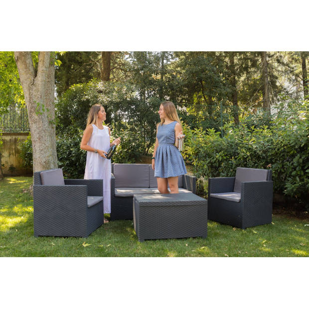 Toomax Aurelia loungeset - 4 zitplaatsen en een tafel - antraciet