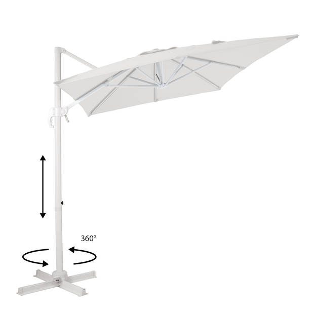 AXI Coco Zweefparasol Rechthoekig 200 x 300 cm in Wit / Beige Parasol voor tuin met Aluminium Frame