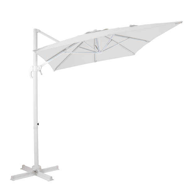 AXI Coco Zweefparasol Rechthoekig 200 x 300 cm in Wit / Beige Parasol voor tuin met Aluminium Frame