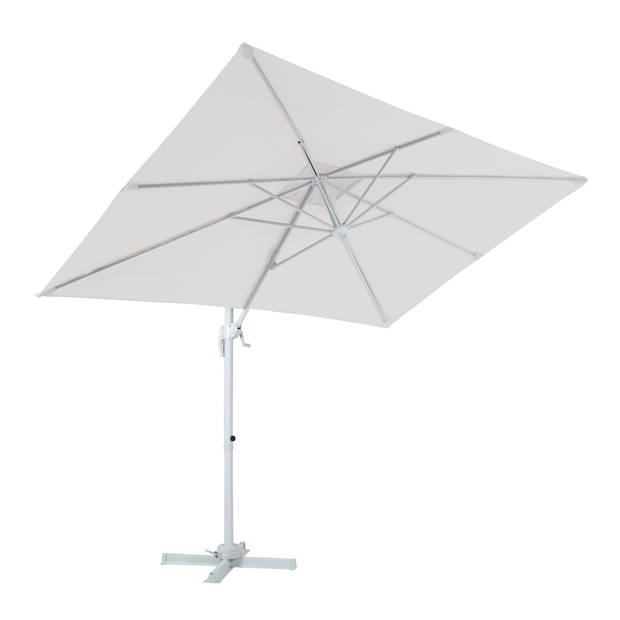 AXI Coco Zweefparasol Rechthoekig 200 x 300 cm in Wit / Beige Parasol voor tuin met Aluminium Frame