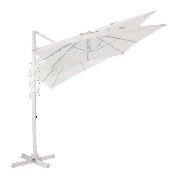 AXI Coco Zweefparasol Rechthoekig 200 x 300 cm in Wit / Beige Parasol voor tuin met Aluminium Frame