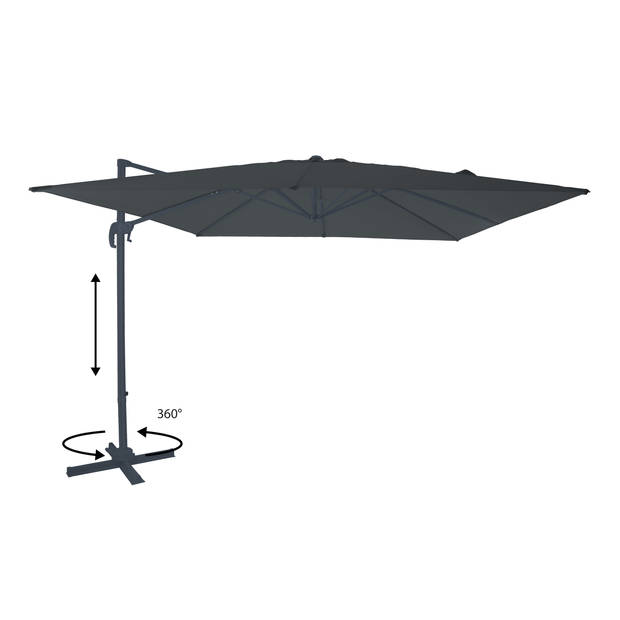 AXI Nima Zweefparasol Rechthoekig 300 x 300 cm in Antraciet / Grijs Parasol voor tuin met Aluminium Frame