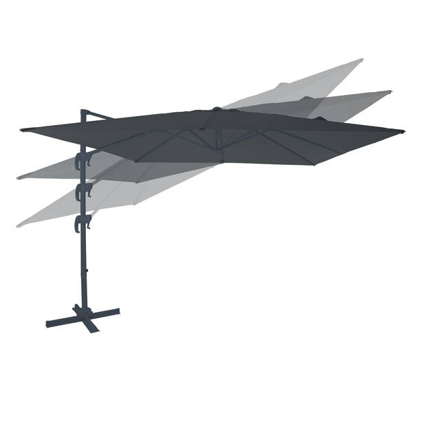 AXI Nima Zweefparasol Rechthoekig 300 x 300 cm in Antraciet / Grijs Parasol voor tuin met Aluminium Frame