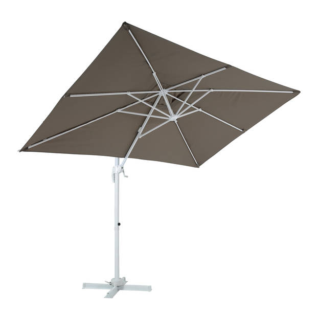 AXI Coco Zweefparasol Rechthoekig 200 x 300 cm in Wit / Taupe Parasol voor tuin met Aluminium Frame