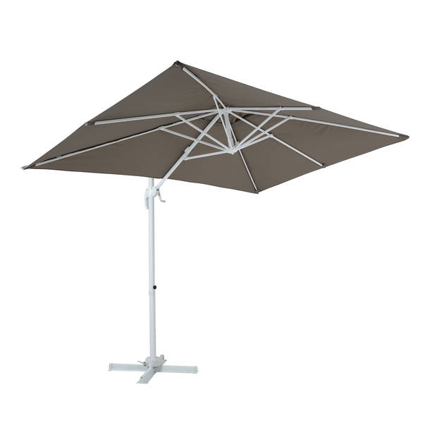 AXI Coco Zweefparasol Rechthoekig 200 x 300 cm in Wit / Taupe Parasol voor tuin met Aluminium Frame