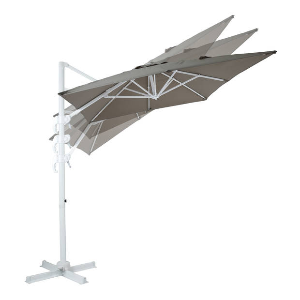 AXI Coco Zweefparasol Rechthoekig 200 x 300 cm in Wit / Taupe Parasol voor tuin met Aluminium Frame