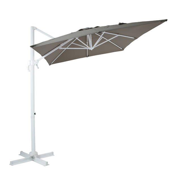 AXI Coco Zweefparasol Rechthoekig 200 x 300 cm in Wit / Taupe Parasol voor tuin met Aluminium Frame