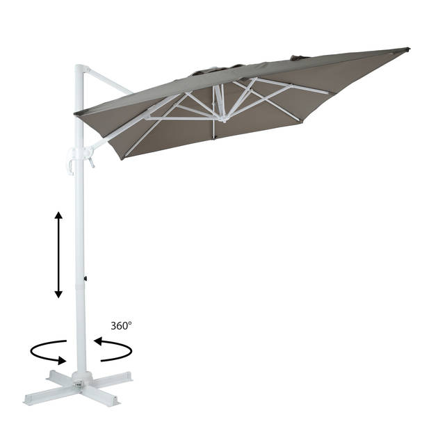 AXI Coco Zweefparasol Rechthoekig 200 x 300 cm in Wit / Taupe Parasol voor tuin met Aluminium Frame