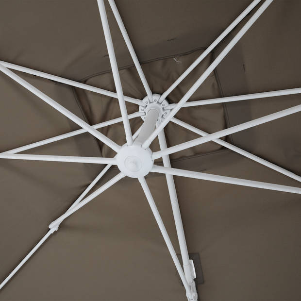 AXI Marisol Zweefparasol Rond Ø 300 cm in Wit / Taupe Ronde Parasol voor tuin met Aluminium Frame