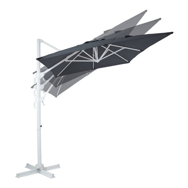 AXI Coco Zweefparasol Rechthoekig 200 x 300 cm in Wit / Grijs Parasol voor tuin met Aluminium Frame