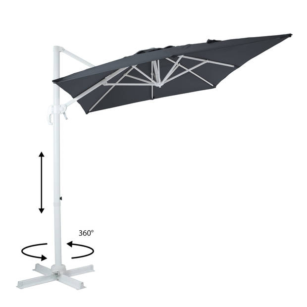 AXI Coco Zweefparasol Rechthoekig 200 x 300 cm in Wit / Grijs Parasol voor tuin met Aluminium Frame