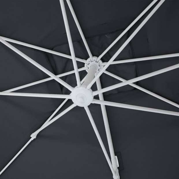AXI Marisol Zweefparasol Rond Ø 300 cm in Wit / Grijs Ronde Parasol voor tuin met Aluminium Frame