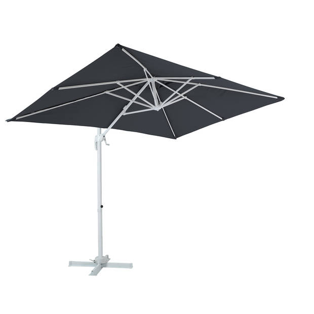 AXI Coco Zweefparasol Rechthoekig 200 x 300 cm in Wit / Grijs Parasol voor tuin met Aluminium Frame