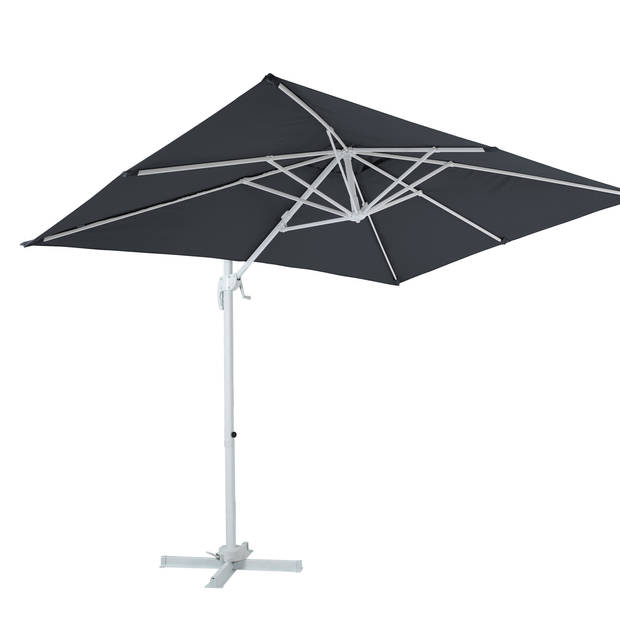 AXI Coco Zweefparasol Rechthoekig 200 x 300 cm in Wit / Grijs Parasol voor tuin met Aluminium Frame