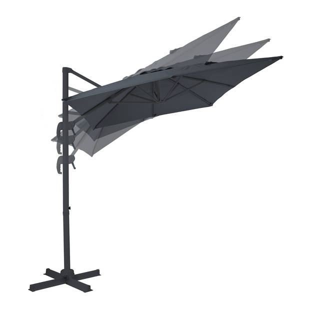 AXI Coco Zweefparasol Rechthoekig 200 x 300 cm in Antraciet / Grijs Parasol voor tuin met Aluminium Frame