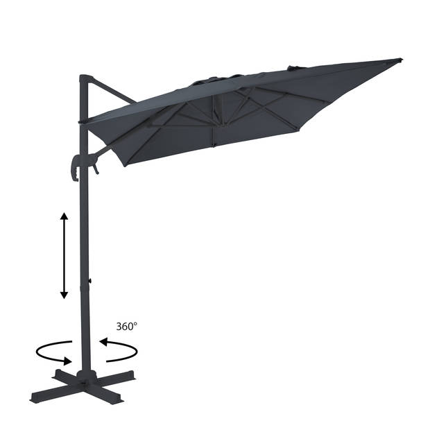 AXI Coco Zweefparasol Rechthoekig 200 x 300 cm in Antraciet / Grijs Parasol voor tuin met Aluminium Frame