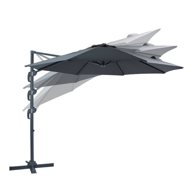 AXI Marisol Zweefparasol Rond Ø 300 cm in Antraciet / Grijs Ronde Parasol voor tuin met Aluminium Frame