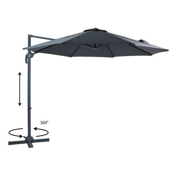 AXI Marisol Zweefparasol Rond Ø 300 cm in Antraciet / Grijs Ronde Parasol voor tuin met Aluminium Frame