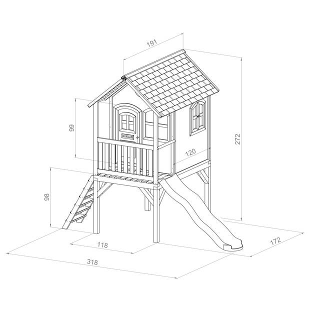 AXI Laura Speelhuis op palen & Limoen Grijze glijbaan Speelhuisje voor de tuin / buiten in bruin & wit van FSC hout