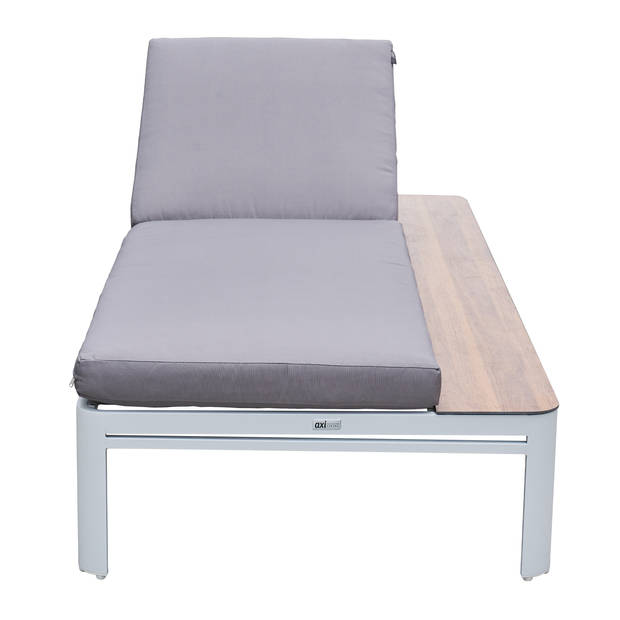 AXI Kira Ligbed met tafel in Hout Look / Grijs Lounger met Aluminium frame verstelbaar in 5 standen