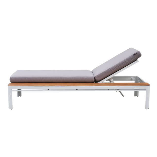 AXI Kira Ligbed met tafel in Hout Look / Grijs Lounger met Aluminium frame verstelbaar in 5 standen