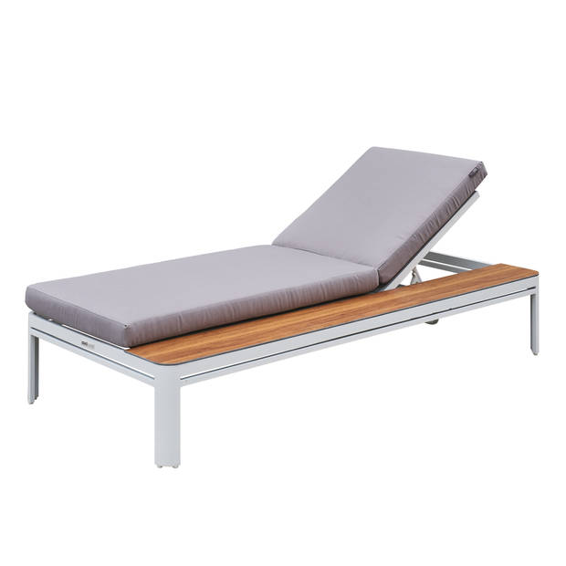 AXI Kira Ligbed met tafel in Hout Look / Grijs Lounger met Aluminium frame verstelbaar in 5 standen