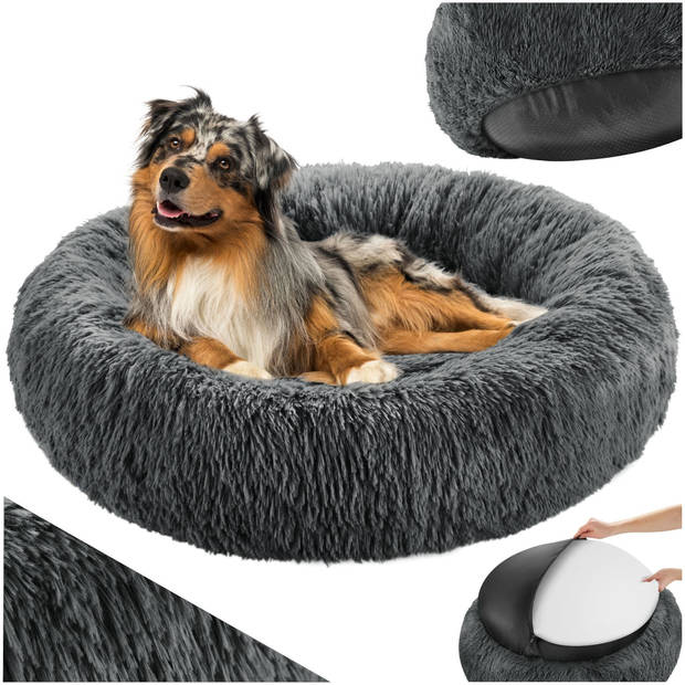 tectake® hondenmand voor kleine, middelgrote of grote honden of kattenmand, wasbaar hondenkussen op de grond, (Ø 60cm)