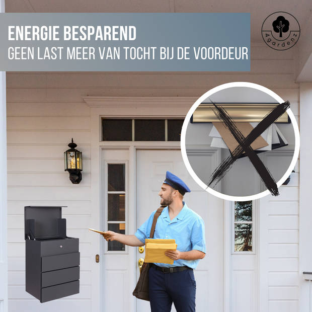 4gardenz® Grote Pakketbrievenbus Wand model Lines - Pakketbox Hangend