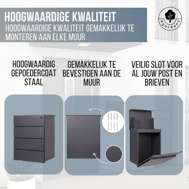 4gardenz® Grote Pakketbrievenbus Wand model Lines - Pakketbox Hangend