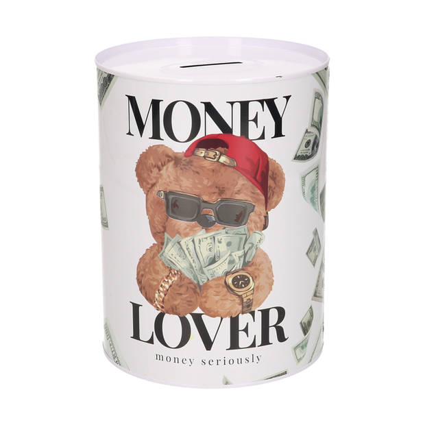 Concorde spaarpot blik money lover - beertje - 12 x 16 cm - Spaarpotten