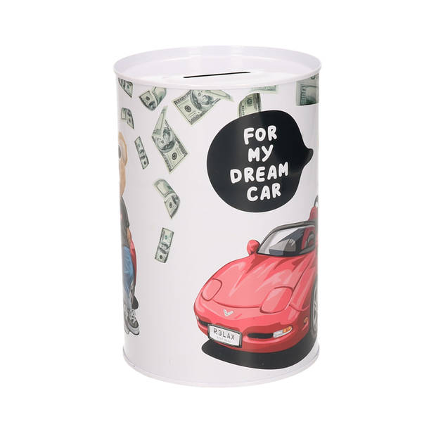 Concorde spaarpot blik dream car - beertje - 10 x 15 cm - Spaarpotten