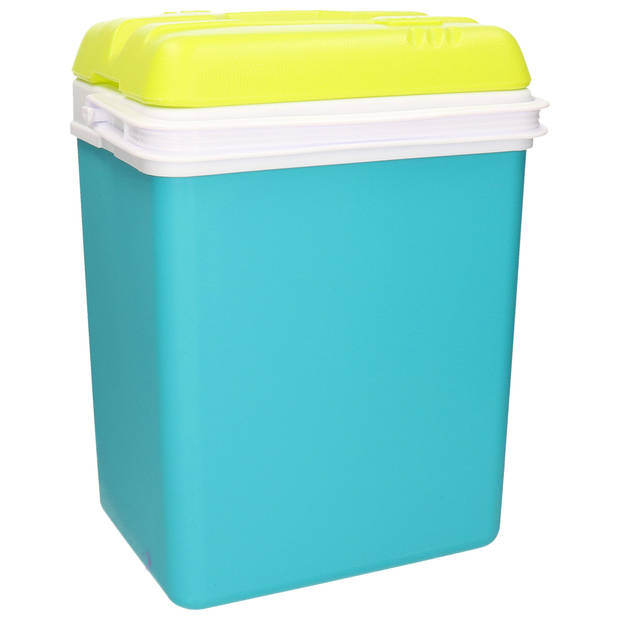 Koelbox met koelelementen - 25 liter - kunststof - blauw - 30 x 22 x 39 cm - Koelboxen